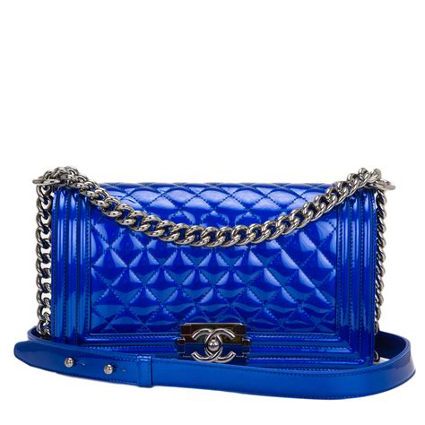 chanel blue metallic boy|coco chanel boys bag.